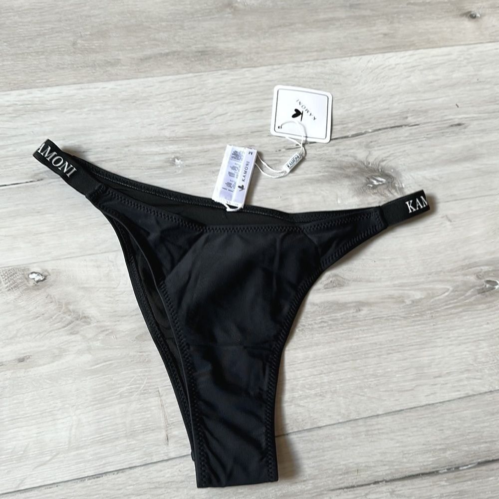 Kamoni Brazilian Cut Bikini Bottom Black Small New With Tags - Picture 2 of 4